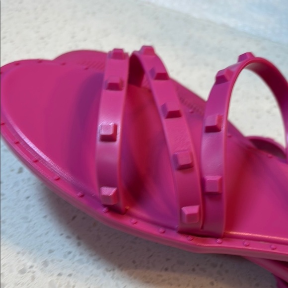 Shade & Shore Women's Matte Dark Pink Jelly Slide Studded Sandals Size 11 - Picture 4 of 4